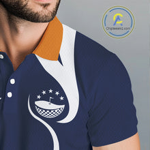 Load image into Gallery viewer, Mens Golf Polo Shirts Orange And Blue Pattern With Custom Golf Ball Name, Golf Gifts NHN0061