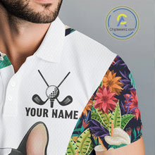 Load image into Gallery viewer, Funny Mens Golf Polo Shirt Custom Tropical Leaf Pattern Personalized Bulldog Golf Shirts For Men NHN0067