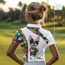 Load image into Gallery viewer, Funny Womens Golf Polo Shirt Custom Tropical Leaf Pattern Personalized Bulldog Golf Shirts For Women NHN0067