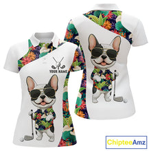 Load image into Gallery viewer, Funny Womens Golf Polo Shirt Custom Tropical Leaf Pattern Personalized Bulldog Golf Shirts For Women NHN0067