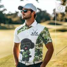 Load image into Gallery viewer, Funny Mens Golf Polo Shirt Custom Tropical Leaf Pattern Personalized Poodle Dog Golf Shirts For Men NHN0067