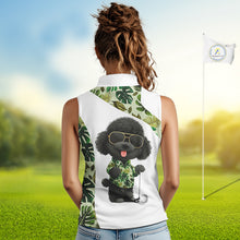 Load image into Gallery viewer, Funny Womens Sleeveless Golf Polo Shirt Tropical Leaf Pattern Personalized Poodle Dog Golf Shirts NHN0067