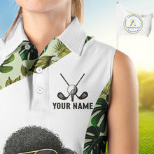 Load image into Gallery viewer, Funny Womens Sleeveless Golf Polo Shirt Tropical Leaf Pattern Personalized Poodle Dog Golf Shirts NHN0067