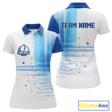 Load image into Gallery viewer, Womens Golf Polo Shirt Custom Blue Pattern Team Golf Tops, White Golf Golf Outfit For Women NHN0087