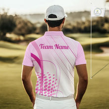 Load image into Gallery viewer, Pink White Mens Golf Polo Shirts Custom Name Golf Shirts For Men Personalized Golf Gifts NHN0015