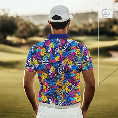 Colorful Paisley Pattern Mens Golf Polo Shirts Custom Tropical Golf Attire For Team NHN0147