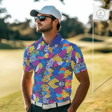 Load image into Gallery viewer, Colorful Paisley Pattern Mens Golf Polo Shirts Custom Tropical Golf Attire For Team NHN0147