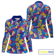 Load image into Gallery viewer, Colorful Paisley Pattern Womens Long Sleeve Golf Polo Shirt Custom Tropical Golf Attire For Ladies NHN0147