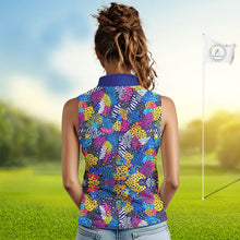 Load image into Gallery viewer, Colorful Paisley Pattern Womens Sleeveless Golf Polo Shirt Custom Tropical Golf Attire For Ladies NHN0147