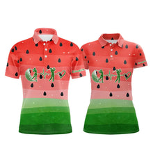 Load image into Gallery viewer, Watermelon Polo Shirt For Men Women, Heartbeat Couple Matching Golf Polo Shirt Custom Valentines Outfit NHN0148