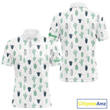 Load image into Gallery viewer, Funny Cactus Flower Pattern Mens Golf Polo Shirts Custom, Cactus Golf Shirt Personalized NHN0151