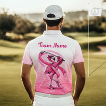 Load image into Gallery viewer, Pink Breast Cancer Golf Shirt, Funny Flamingo Cancer Awareness Mens Golf Polo Shirt, Golf Gifts NHN0167