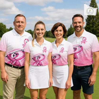 Pink Breast Cancer Golf Shirt, Funny Flamingo Cancer Awareness Mens Golf Polo Shirt, Golf Gifts NHN0167