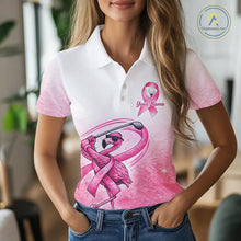 Load image into Gallery viewer, Pink Breast Cancer Golf Shirt, Funny Flamingo Womens Golf Polo Shirt Custom Cancer Awareness Golf Gifts NHN0167