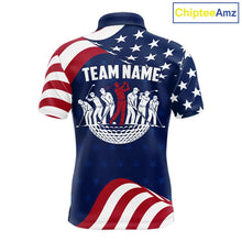 Load image into Gallery viewer, Funny Mens Golf Polo Shirt Custom Name American Flag Polo Shirt, 250 Years Of Freedom Patriotic Gift NHN0173