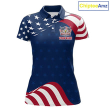 Load image into Gallery viewer, Funny Womens Golf Polo Shirt Custom Name American Flag Polo Shirt, 250 Years Of Freedom Patriotic Gift NHN0173