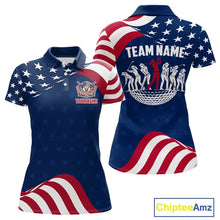 Load image into Gallery viewer, Funny Womens Golf Polo Shirt Custom Name American Flag Polo Shirt, 250 Years Of Freedom Patriotic Gift NHN0173