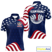 Load image into Gallery viewer, Funny Mens Golf Polo Shirt Custom Name American Flag Polo Shirt, 250 Years Of Freedom Patriotic Gift NHN0173