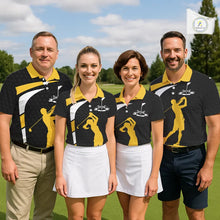Load image into Gallery viewer, Black And Yellow Golf Ball Womens Golf Polo Shirts Custom Golf Outfits Golf Gifts For Women NHN0042