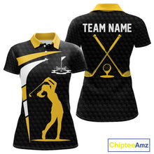 Load image into Gallery viewer, Black And Yellow Golf Ball Womens Golf Polo Shirts Custom Golf Outfits Golf Gifts For Women NHN0042