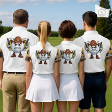 Load image into Gallery viewer, Funny Womens Golf Polo Shirts Custom Cowboy Golf Ball Camo Pattern Golf Outfits, Best Golf Gifts NHN0103