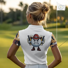 Load image into Gallery viewer, Funny Womens Golf Polo Shirts Custom Cowboy Golf Ball Camo Pattern Golf Outfits, Best Golf Gifts NHN0103