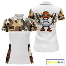 Load image into Gallery viewer, Funny Womens Golf Polo Shirts Custom Cowboy Golf Ball Camo Pattern Golf Outfits, Best Golf Gifts NHN0103