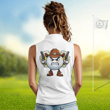 Load image into Gallery viewer, Funny Womens Sleeveless Golf Polo Shirt Custom Cowboy Golf Ball Camo Pattern Golf Outfits, Golf Gifts NHN0103