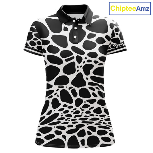 Womens Golf Polo Shirt Custom White Animal Mix Leopard Skin Prints Pattern Team Golf Tops, Golf Gift NHN0230