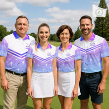 Load image into Gallery viewer, Argyle Mens Golf Polo Shirt Custom Pink &amp; Purple Plaid Golf Clubs Pattern Team Golf Top, Golf Gifts NHN0116