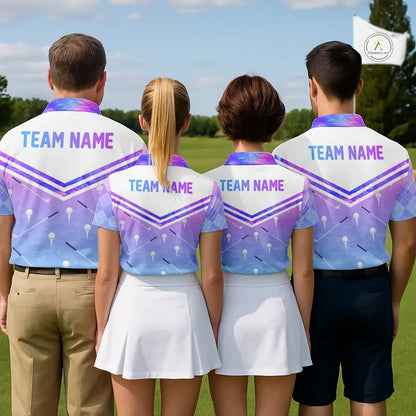 Argyle Mens Golf Polo Shirt Custom Pink & Purple Plaid Golf Clubs Pattern Team Golf Top, Golf Gifts NHN0116