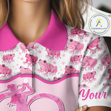 Load image into Gallery viewer, Funny Womens Golf Polo Shirts Custom Pink Frog Pattern Golf Attire For Ladies Personalized Golf Gifts NHN0137
