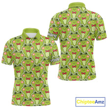 Load image into Gallery viewer, Funny Green Frog Pattern Mens Golf Polo Shirt Custom Golf Attire For Men, Golfer Gift NHN0146