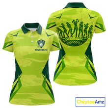 Load image into Gallery viewer, Green Camo Womens Golf Polo Shirt Custom Camouflage Golf Ball Golf Top For Team, Golfer Gift NHN0178