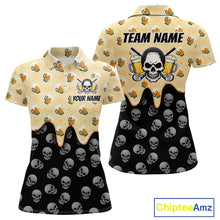 Load image into Gallery viewer, Womens Golf Polo Shirt Beer Skull Golf Pattern Custom Team Golf Tops, Funny Golf Gifts For Ladies NHN0200