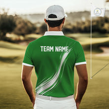 Load image into Gallery viewer, Green And White Mens Golf Polo Shirt Custom Name Golf Shirts For Team Personalized Golf Gifts NHN0095
