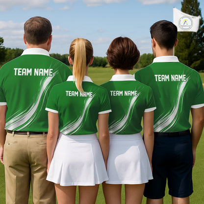 Green And White Mens Golf Polo Shirt Custom Name Golf Shirts For Team Personalized Golf Gifts NHN0095