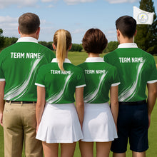 Load image into Gallery viewer, Green And White Mens Golf Polo Shirt Custom Name Golf Shirts For Team Personalized Golf Gifts NHN0095