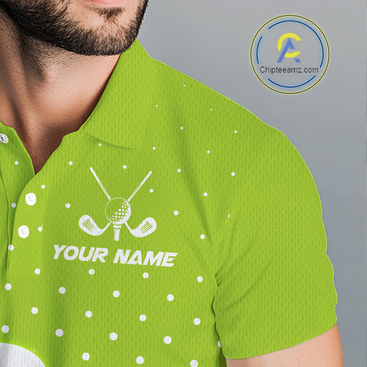 Funny Dinosaur Mens Golf Polo Shirt Green Pattern Custom Dinosaur Golf Shirts For Men NHN0100