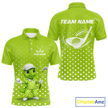 Load image into Gallery viewer, Funny Dinosaur Mens Golf Polo Shirt Green Pattern Custom Dinosaur Golf Shirts For Men NHN0100