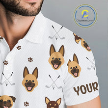 Load image into Gallery viewer, Funny Mens Golf Polo Shirt Custom Dog Golf Shirts White Golf Polo For Men, Golf Gifts NHN0108