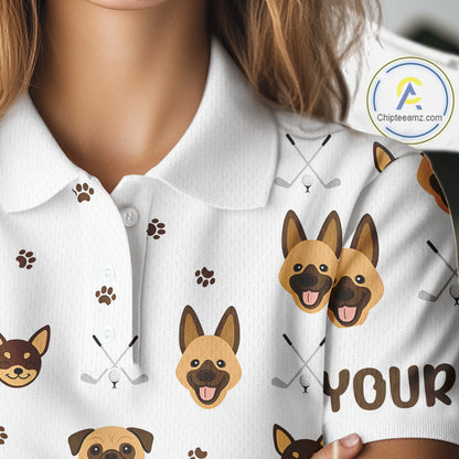Funny Womens Golf Polo Shirt Custom Dog Golf Shirts White Golf Polo For Ladies, Golf Gifts NHN0108
