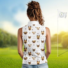 Load image into Gallery viewer, Funny Womens Sleeveless Golf Polo Shirt Custom Dog Golf Shirts White Golf Polo For Ladies, Golf Gifts NHN0108