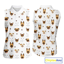 Load image into Gallery viewer, Funny Womens Sleeveless Golf Polo Shirt Custom Dog Golf Shirts White Golf Polo For Ladies, Golf Gifts NHN0108