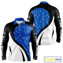 Load image into Gallery viewer, Blue And White Long Sleeve Golf Polo Shirt Custom Black Golf Shirts For Ladies, Golf Gifts Apparel NHN0109