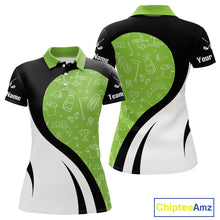 Load image into Gallery viewer, Green And White Womens Golf Polo Shirt Custom Black Golf Shirts For Ladies, Golf Gifts Apparel NHN0110