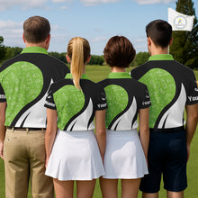 Load image into Gallery viewer, Green And White Mens Golf Polo Shirt Custom Black Golf Shirts For Men, Golf Gifts Apparel NHN0110