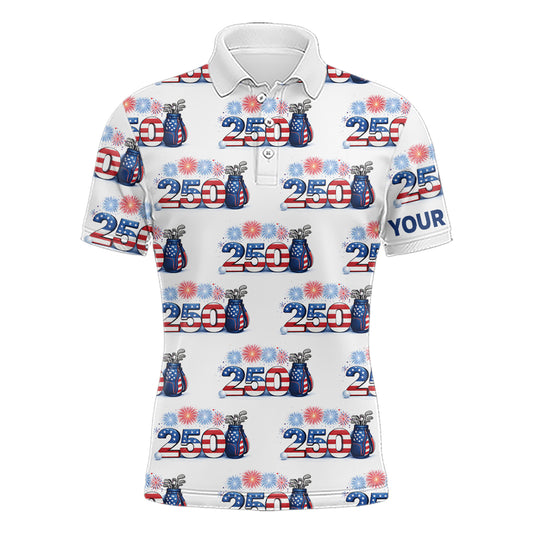 USA 250th Anniversary Mens Golf Polo Shirt Custom Golf Pattern Patriotic Independence Golf Tops NHN0234