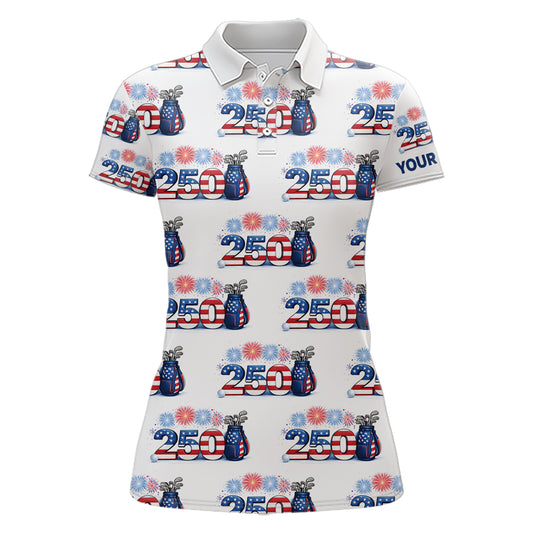 USA 250th Anniversary Womens Golf Polo Shirt Custom Golf Pattern Patriotic Independence Golf Tops NHN0234