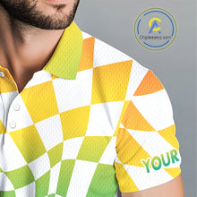 Load image into Gallery viewer, Mens Golf Polo Shirt Custom Colorful Checkerboard Argyle Pattern Golf Shirts For Men NHN0127